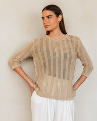 Long-sleeve mesh top
