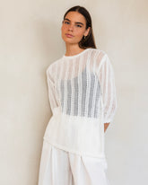 Long-sleeve mesh top