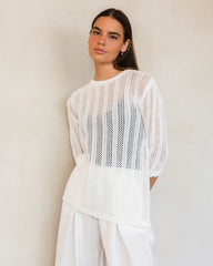 Long-sleeve mesh top