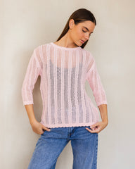 Long-sleeve mesh top