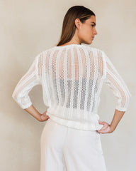 Long-sleeve mesh top