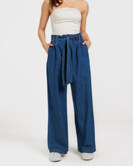 Wrap denim pants