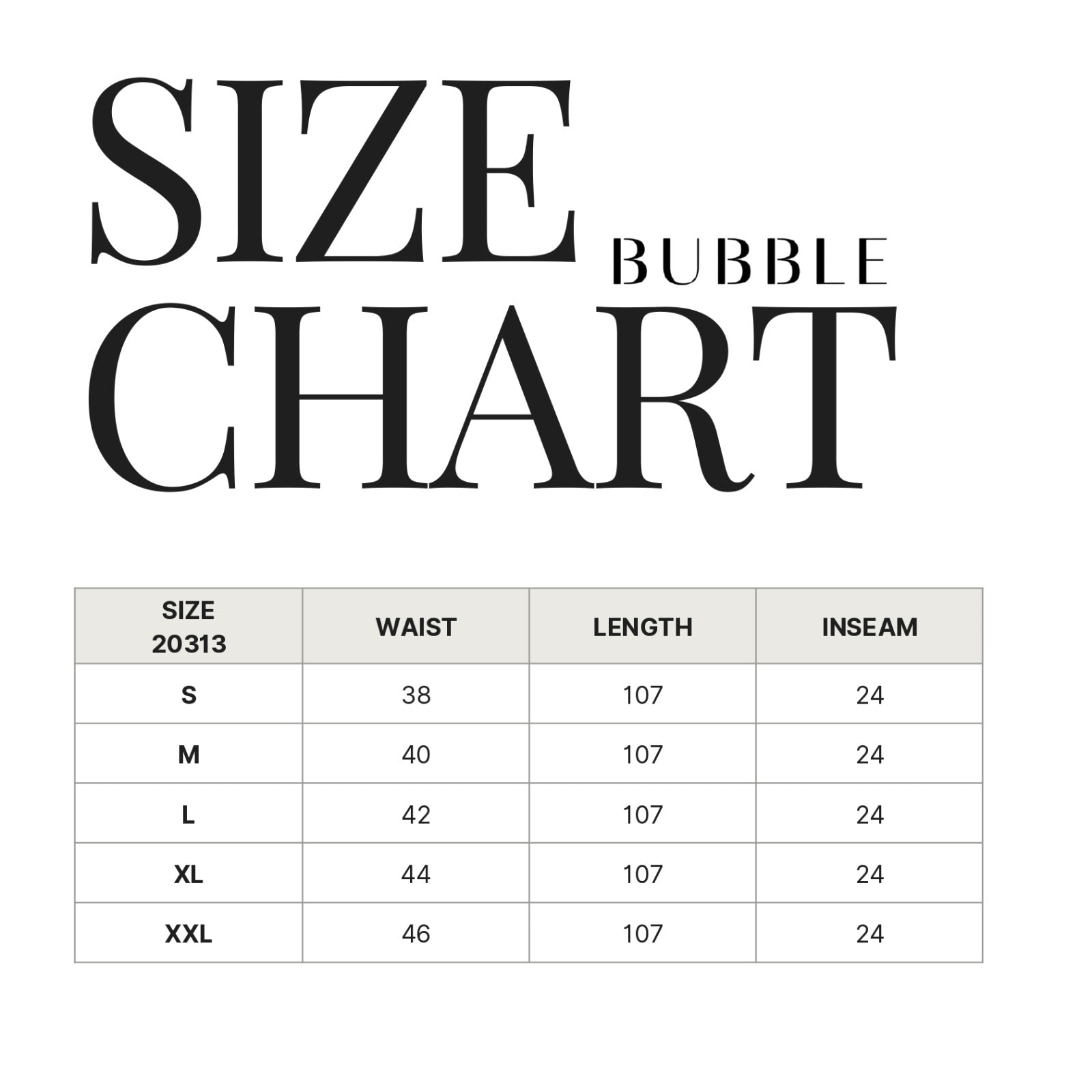 Distressed Cargo Pants size chart