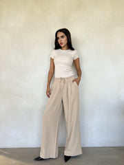 Drawstring wide-leg pants