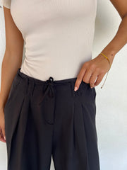 Drawstring wide-leg pants