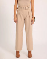 Nero Strap Pants - Beige