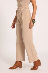 Nero Strap Pants - Beige