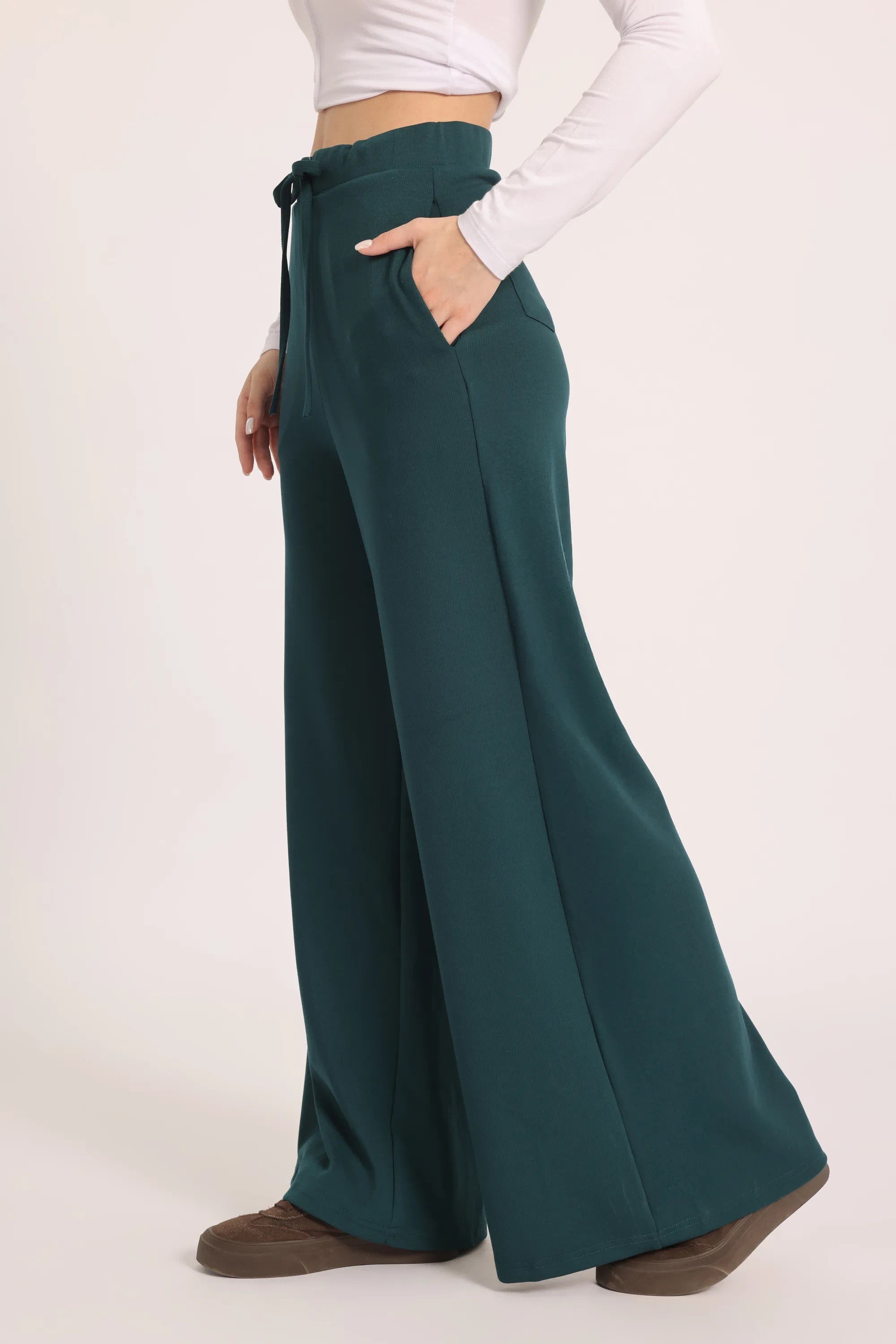 The Chocolate Ribbed Knit Trousers - Petrol