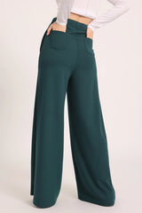 The Chocolate Ribbed Knit Trousers - Petrol