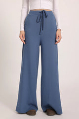 The Chocolate Ribbed Knit Trousers - Sky-Blue