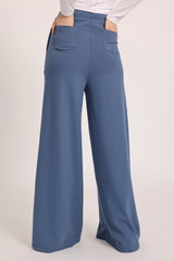 The Chocolate Ribbed Knit Trousers - Sky-Blue