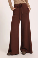 The Chocolate Ribbed Knit Trousers - Burgundy