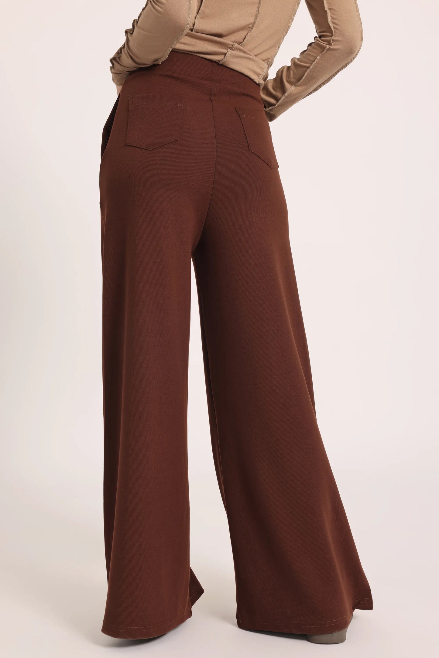 The Chocolate Ribbed Knit Trousers - Burgundy