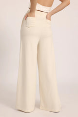 The Chocolate Ribbed Knit Trousers - Off-White