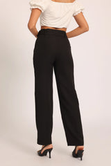 Gold-Ring Waist Pants - Black