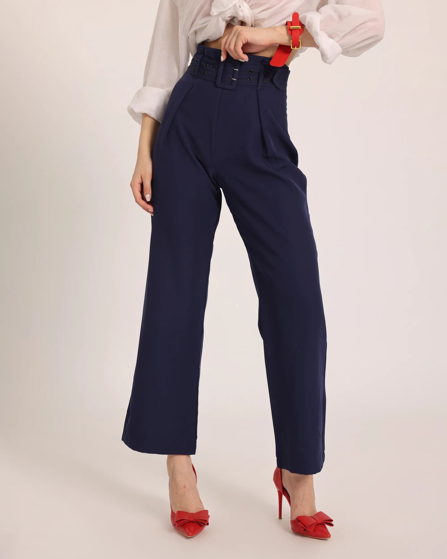 Nero Strap Pants - Navy