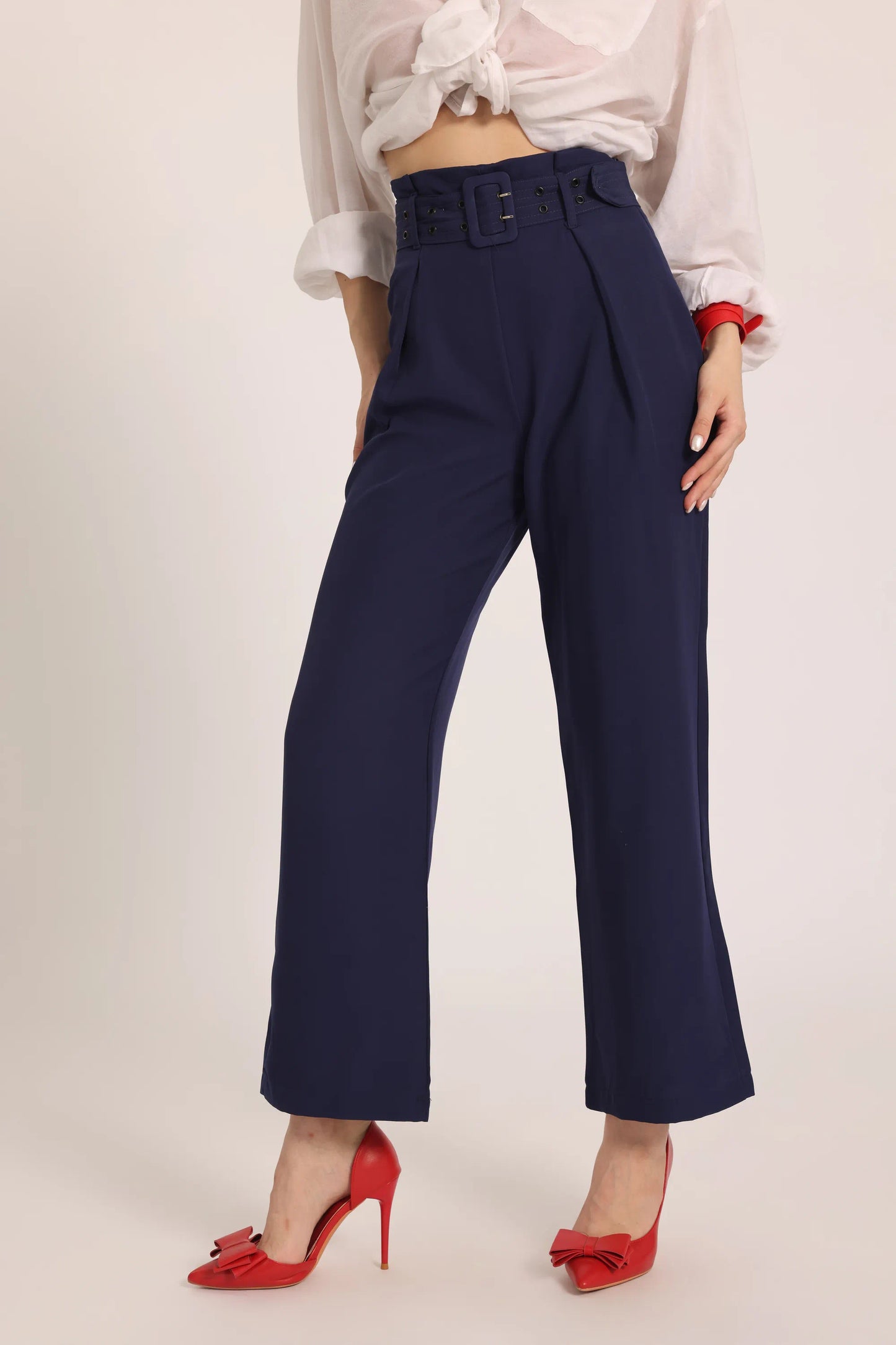 Nero Strap Pants - Navy