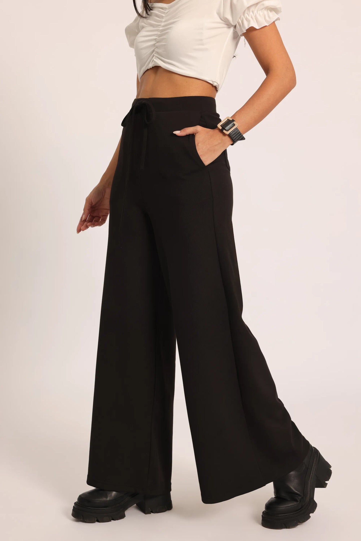 The Chocolate Ribbed Knit Trousers - Black