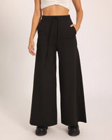 The Chocolate Ribbed Knit Trousers - Black