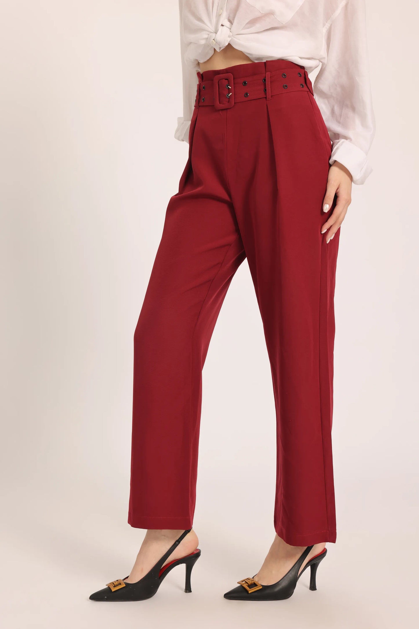 Nero Strap Pants - Burgundy