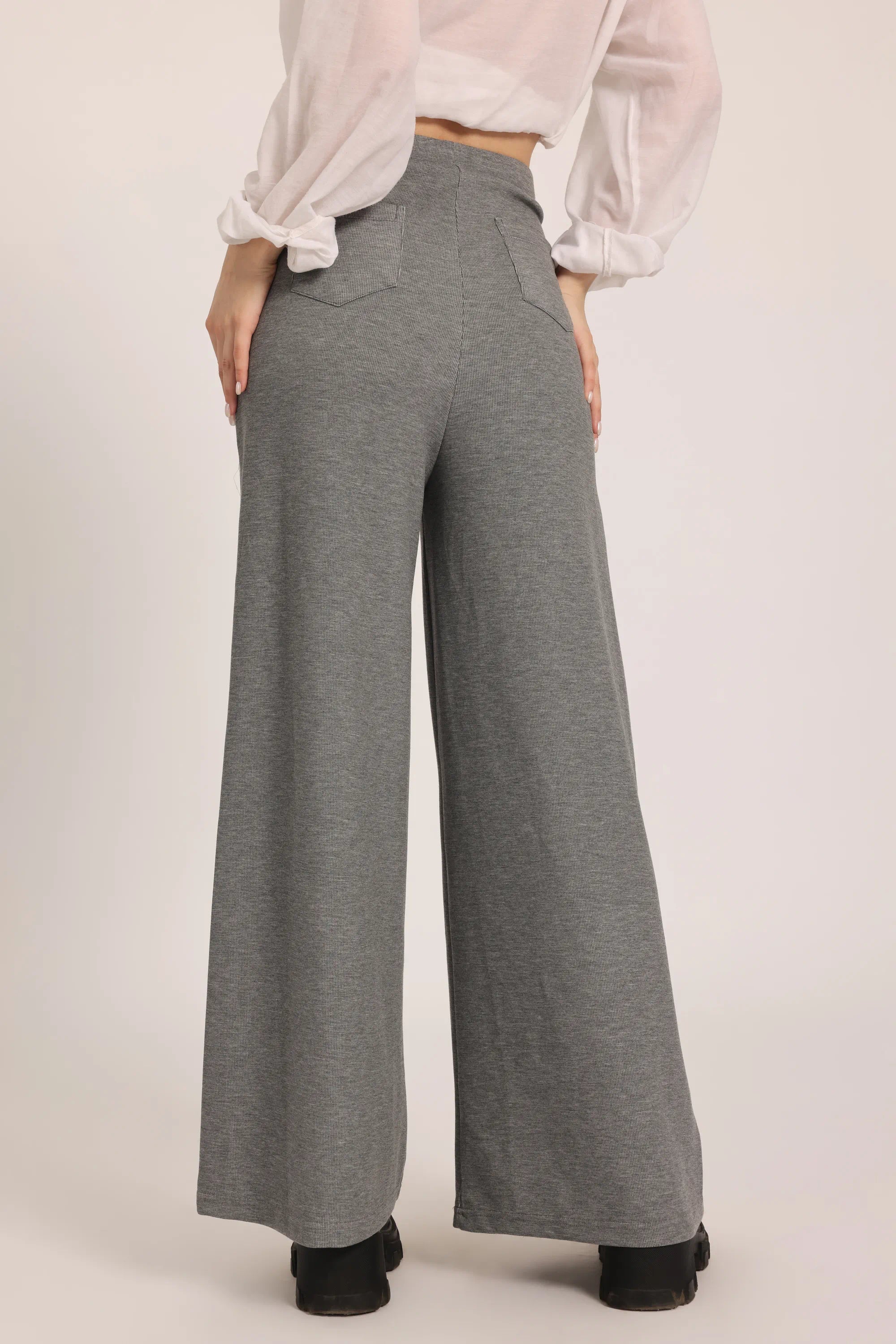 The Chocolate Ribbed Knit Trousers - Grey