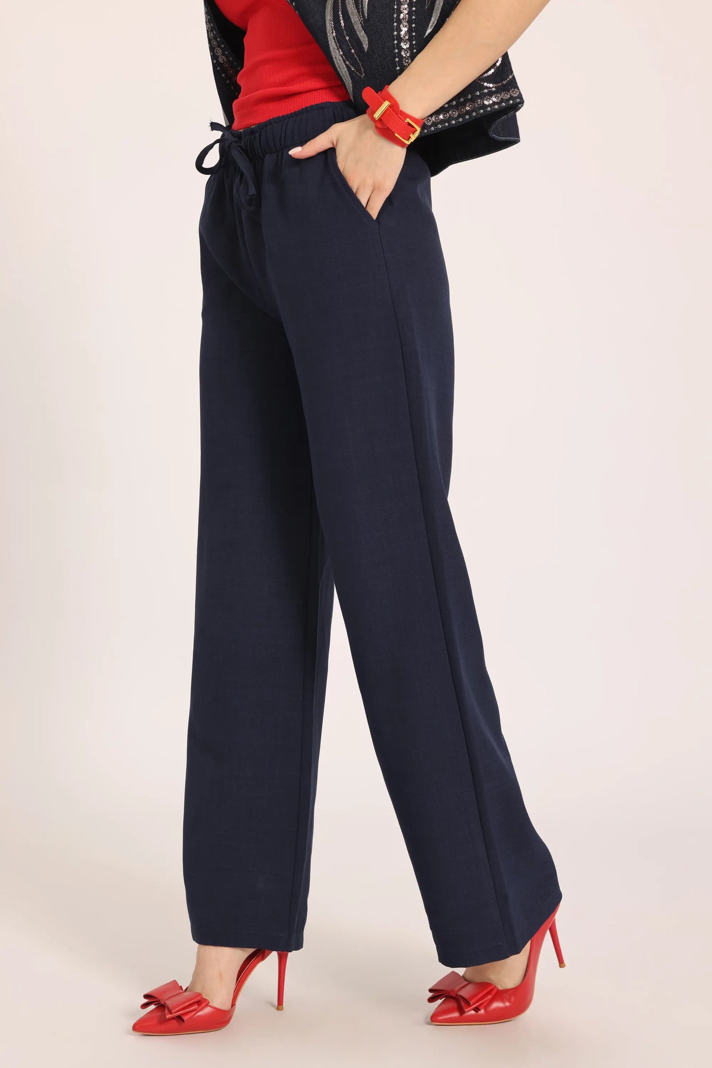 The Relaxed Lounge Wide-Leg Trousers - Navy