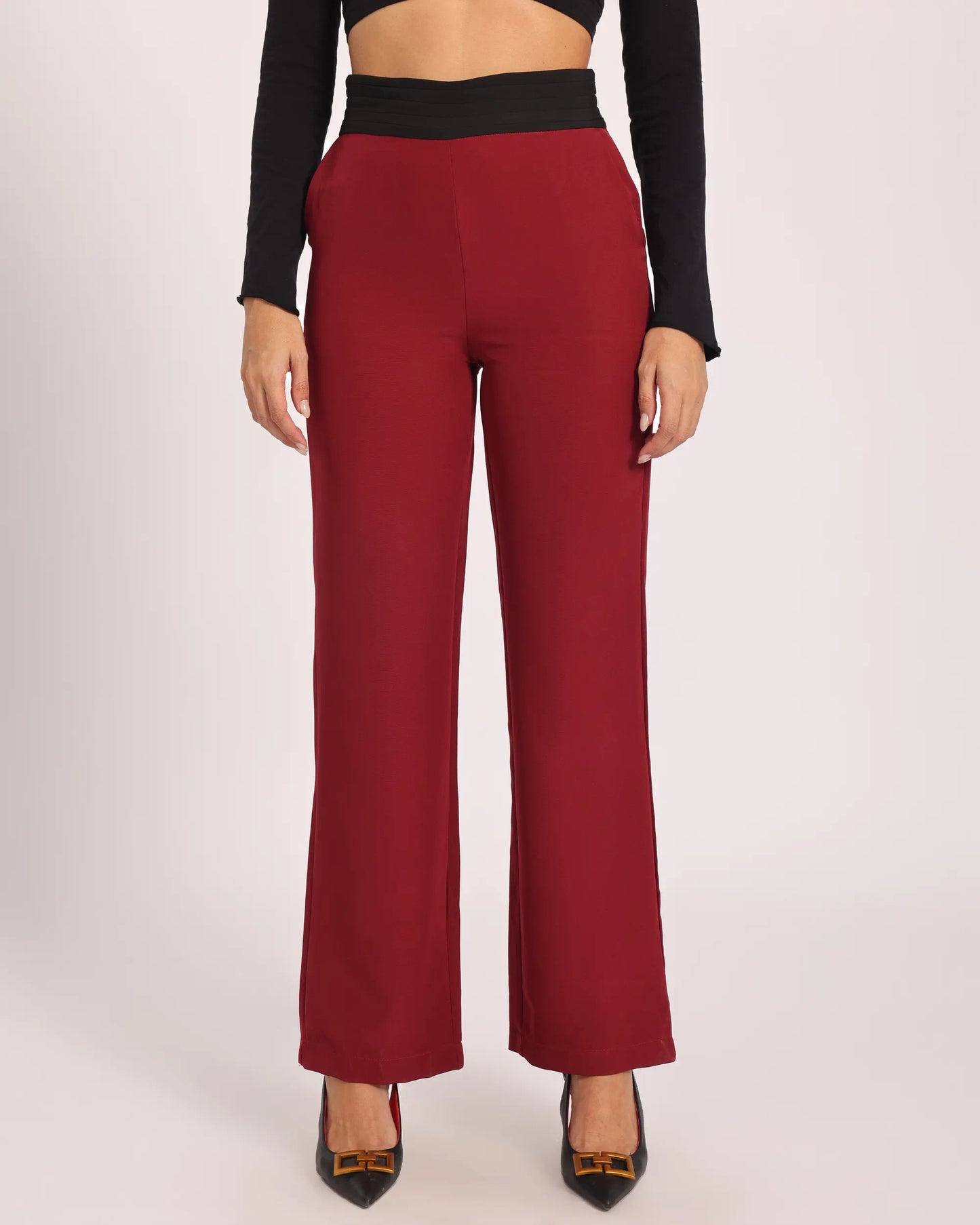 Color-Pop Wide-Leg Trousers - Red