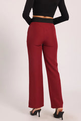 Color-Pop Wide-Leg Trousers - Red