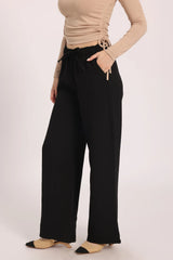 The Relaxed Lounge Wide-Leg Trousers - Black