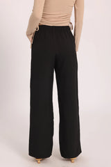 The Relaxed Lounge Wide-Leg Trousers - Black
