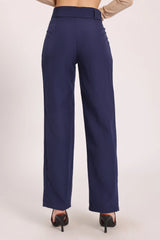 Gold-Ring Waist Pants - Navy