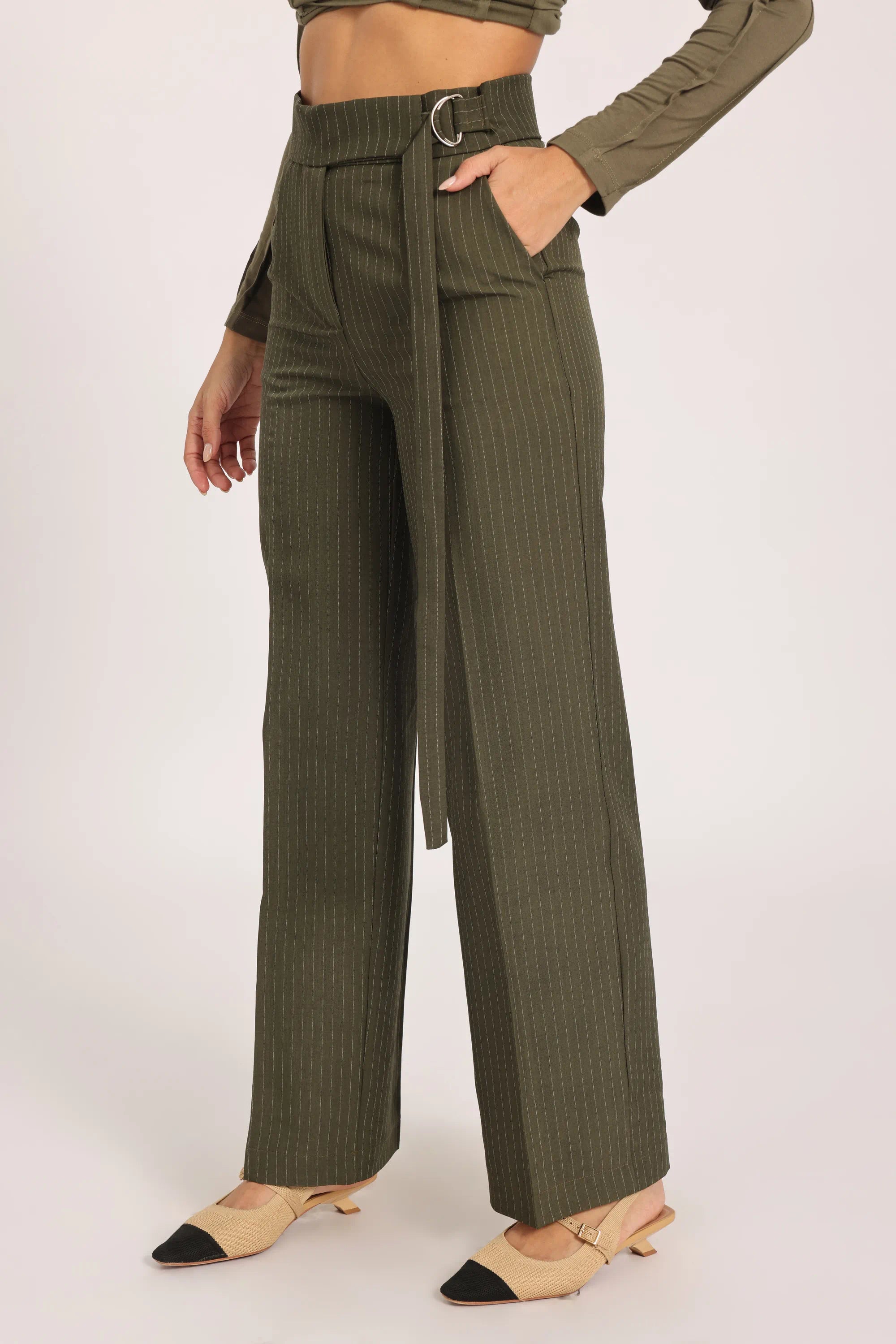Kairo Stripe Pant - Olive