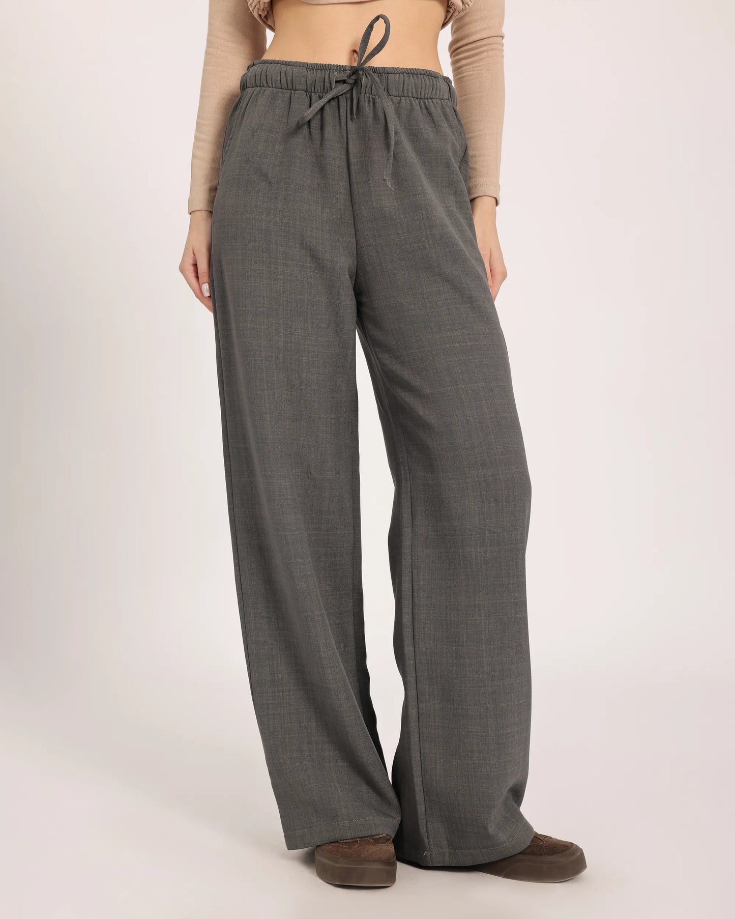 The Relaxed Lounge Wide-Leg Trousers - Gray