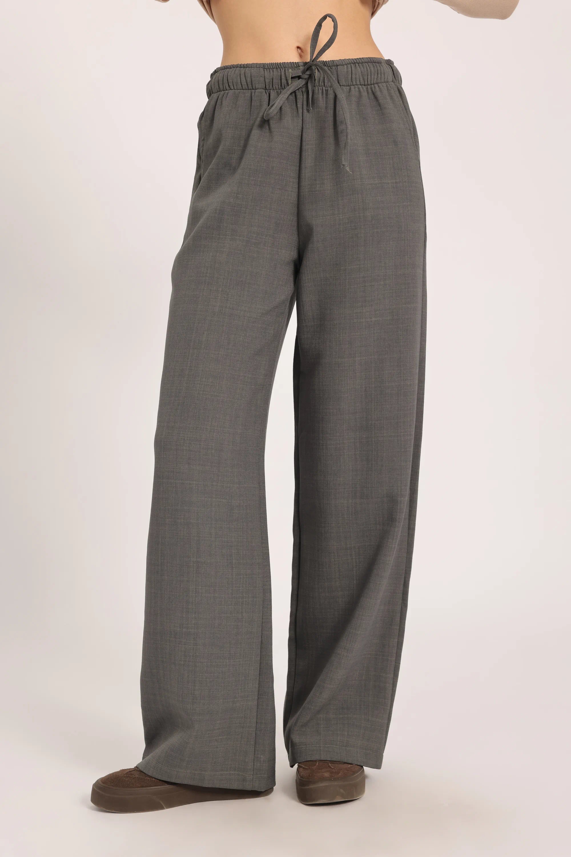 The Relaxed Lounge Wide-Leg Trousers - Gray