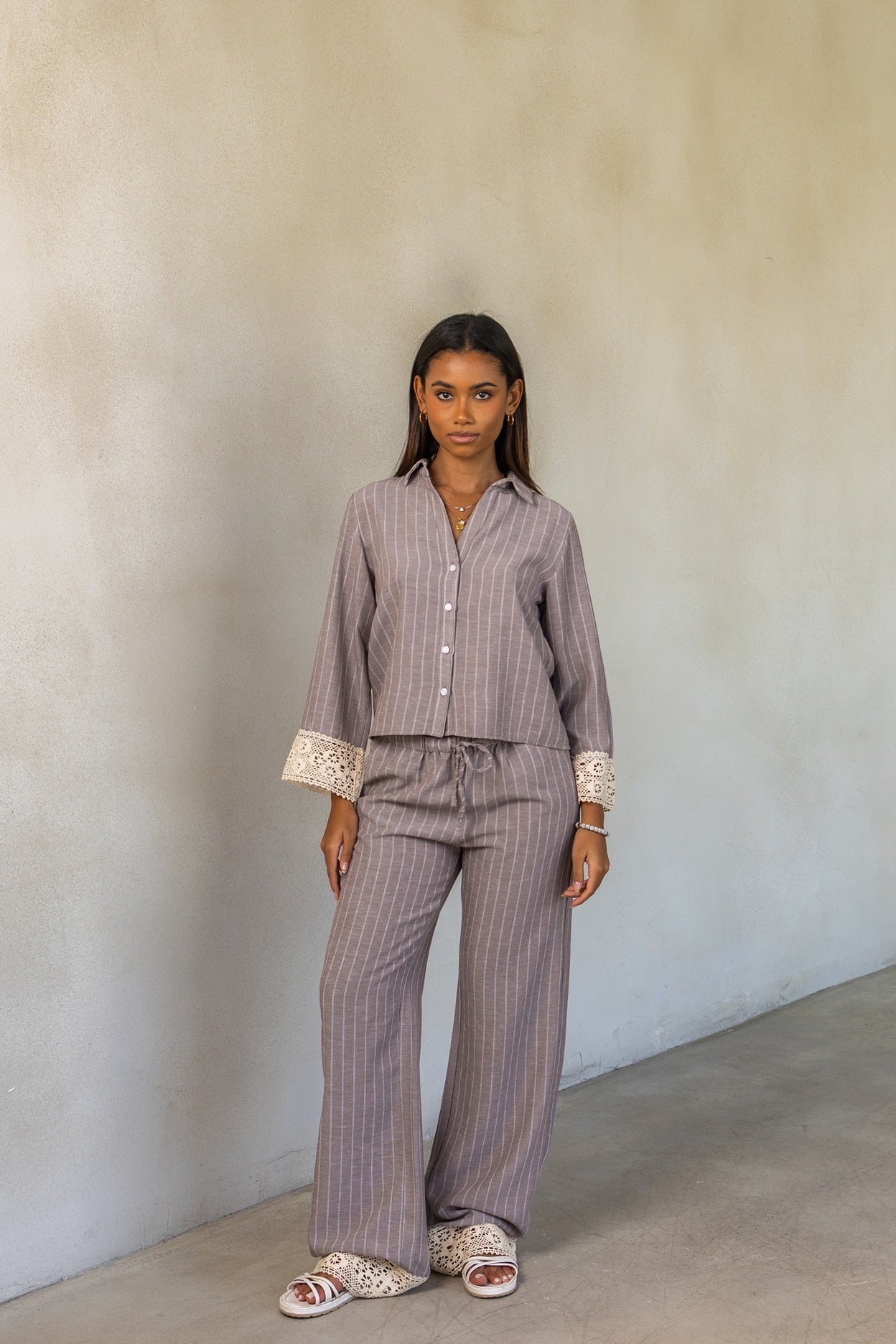 Striped linen set