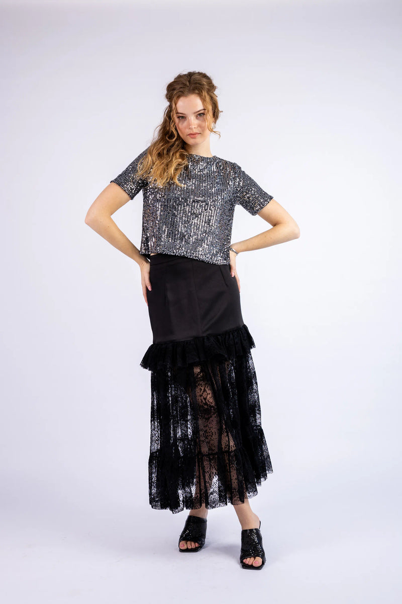 The High-Shine Shimmer Top -Silver