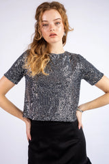 The High-Shine Shimmer Top -Silver