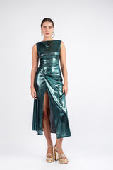 The Sleek Leopard Print Midi - Green