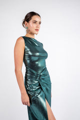 The Sleek Leopard Print Midi - Green