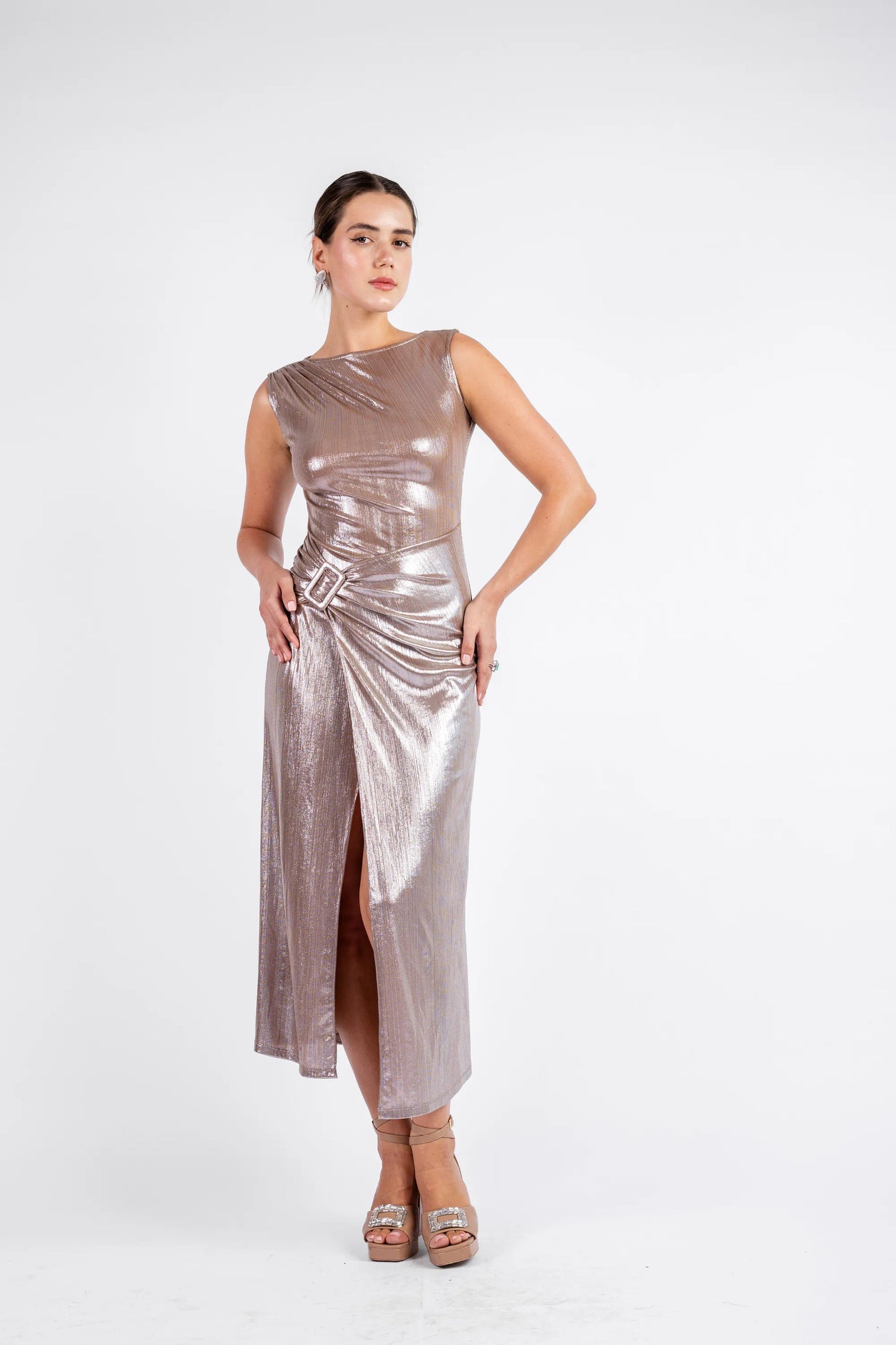 The Sleek Leopard Print Midi - Cafe