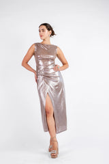 The Sleek Leopard Print Midi - Cafe