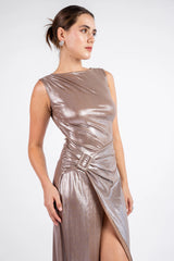 The Sleek Leopard Print Midi - Cafe