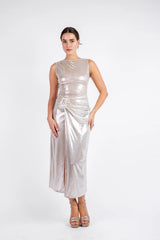 The Sleek Leopard Print Midi - Beige