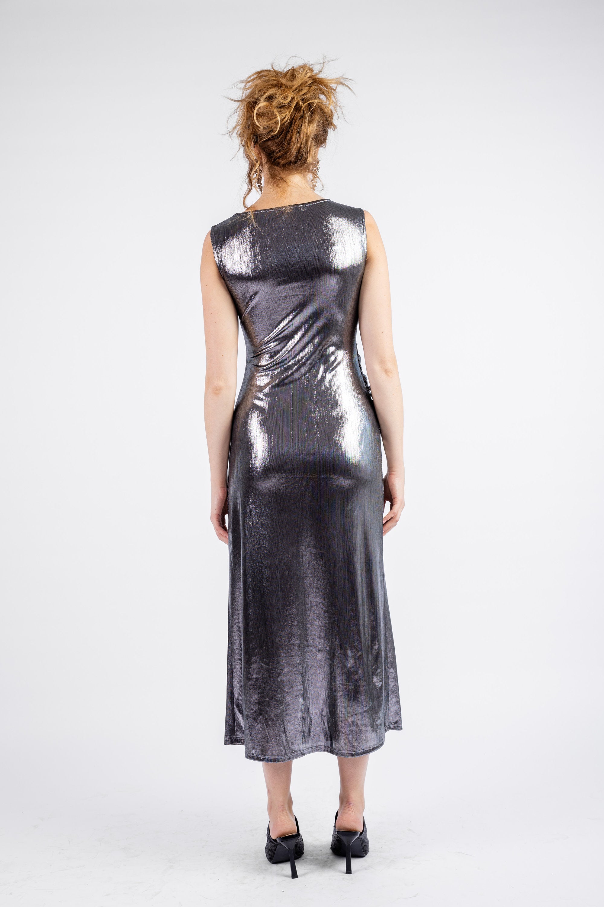 The Sleek Leopard Print Midi - Silver