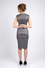 The Shimmer Ruched Midi Dress - Silver