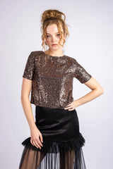The High-Shine Shimmer Top -Gold