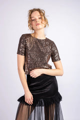 The High-Shine Shimmer Top -Gold