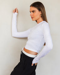 Long sleeves cropped basic top