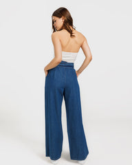 Wrap denim pants