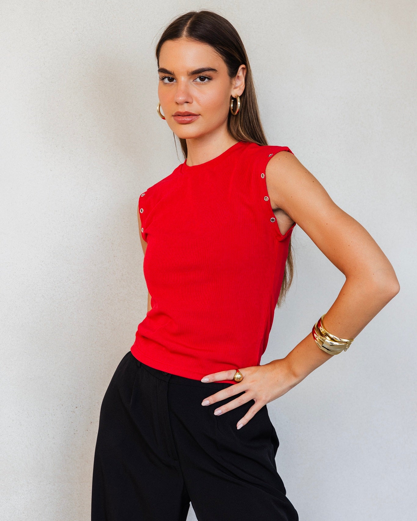 Sleeveless Ring-Detail Top